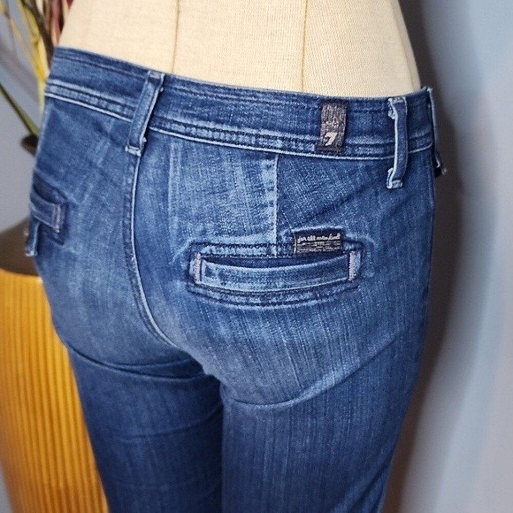  7 For All Mankind 7FAM Georgia Flare Crop Capri Bermuda Shorts Jeans Size 25
